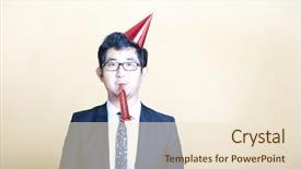  Presentation with party - Beautiful theme featuring korean festival - asian business man wearing party backdrop and a lemonade colored foreground