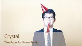  Presentation with party - Cool new presentation with korean festival - asian business man wearing party backdrop and a  colored foreground