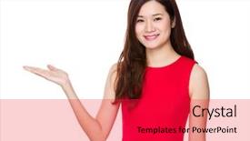  Presentation with korean - Cool new slides with korean festival - asian woman with open hand backdrop and a red colored foreground