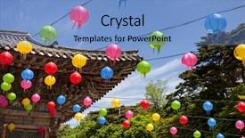  Presentation with korean - Cool new theme with korean festival - temple lantern backdrop and a  colored foreground