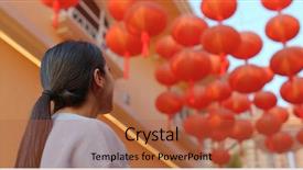  Presentation with outdoor festival - Slide deck enhanced with korean festival - woman look at the red background and a red colored foreground