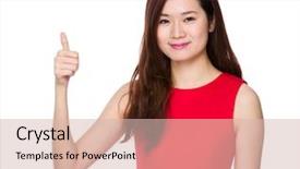  Presentation with korean - Cool new presentation theme with korean festival - woman with thumb up backdrop and a  colored foreground