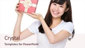  Presentation with young sing woman singing young - Cool new presentation theme with korean festival - young woman show with giftbox backdrop and a lemonade colored foreground