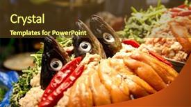  Presentation with korean - PPT layouts enhanced with korean fish hot pot background and a tawny brown colored foreground