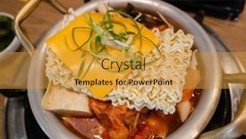  Presentation with korean food - PPT layouts enhanced with korean-food-of-army-stew background and a gold colored foreground