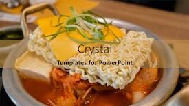  Presentation with korean food - PPT theme having korean-food-of-army-stew background and a yellow colored foreground