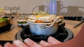  Presentation with korean food - Presentation featuring korean-food-of-army-stew background and a coral colored foreground