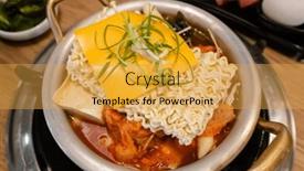  Presentation with korean food - Slide set consisting of korean-food-of-army-stew background and a yellow colored foreground