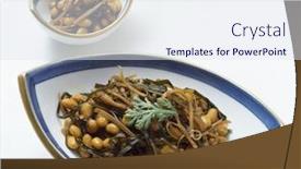  Presentation with korean food - PPT theme with korean food side dish background and a sky blue colored foreground