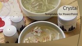  Presentation with korean food - Slides featuring korean food side dish background and a coral colored foreground