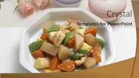  Presentation with korean food - Theme consisting of korean food side dish background and a coral colored foreground