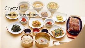  Presentation with korea - Slide deck consisting of korean food background and a lemonade colored foreground