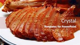  Presentation with korean food - PPT theme featuring korean-food background and a crimson colored foreground