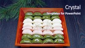  Presentation with korean food - Presentation theme featuring korean food background and a navy blue colored foreground