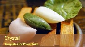  Presentation with korean food - Slide set with korean food background and a red colored foreground