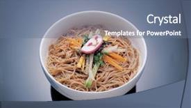  Presentation with korean food - Audience pleasing theme consisting of korean food backdrop and a ocean colored foreground