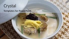  Presentation with korean food - Amazing slides having korean food backdrop and a light blue colored foreground