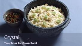  Presentation with korean food - Colorful PPT layouts enhanced with korean food backdrop and a tawny brown colored foreground