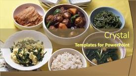  Presentation with korean food - Slide deck featuring korean-food background and a coral colored foreground