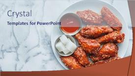  Presentation with kimchi - Slides consisting of korean-fried-chicken-wings background and a sky blue colored foreground