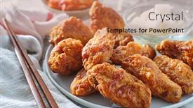  Presentation with fried chicken - Presentation theme consisting of korean-fried-chicken-wings background and a coral colored foreground