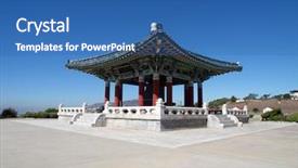  Presentation with los angeles - Cool new PPT theme with korean friendship bell in los backdrop and a ocean colored foreground