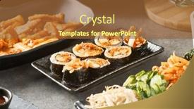  Presentation with korean - PPT theme having korean-gimbap-roll-with-spicy background and a tawny brown colored foreground