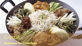  Presentation with korean - Presentation theme having korean gruel and noodle background and a tawny brown colored foreground