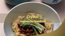  Presentation with korean - Presentation theme having korean gruel and noodle background and a violet colored foreground