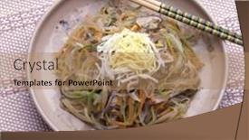  Presentation with noodle - PPT theme having korean gruel and noodle background and a coral colored foreground