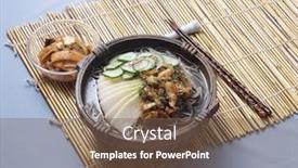  Presentation with korean - Amazing theme having korean gruel and noodle backdrop and a violet colored foreground