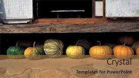  Presentation with korean house - Presentation theme featuring korean house background and a coral colored foreground