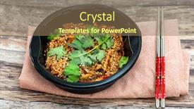  Presentation with sweet potato - Slide set having korean-japchae-recipe-with-chicken background and a coral colored foreground