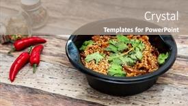  Presentation with sweet potato - Colorful slide set enhanced with korean-japchae-recipe-with-chicken backdrop and a coral colored foreground