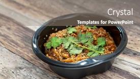  Presentation with sweet potato - Slides having korean-japchae-recipe-with-chicken background and a gray colored foreground