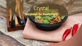  Presentation with sweet potato - PPT theme featuring korean-japchae-recipe-with-chicken background and a tawny brown colored foreground