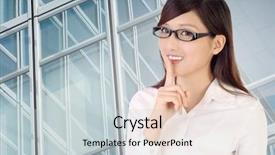  Presentation with korean language - Colorful PPT theme enhanced with korean language - silent gesture by businesswoman backdrop and a  colored foreground