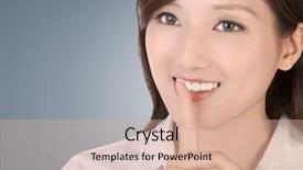  Presentation with korean language - PPT theme with korean language - silent sign with beautiful businesswoman background and a  colored foreground