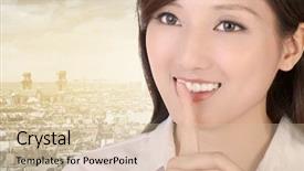  Presentation with korean language - Amazing presentation theme having korean language - silent sign with beautiful businesswoman backdrop and a  colored foreground