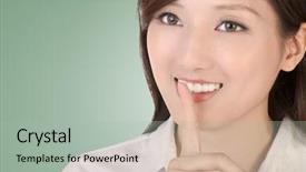  Presentation with korean language - PPT layouts enhanced with korean language - silent sign with beautiful businesswoman background and a  colored foreground