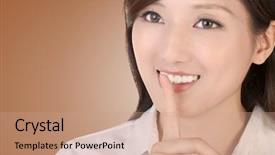  Presentation with korean language - Slide set with korean language - silent sign with beautiful businesswoman background and a  colored foreground