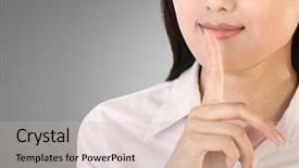  Presentation with korean language - Audience pleasing slide set consisting of korean language - silent sign with gesture backdrop and a  colored foreground