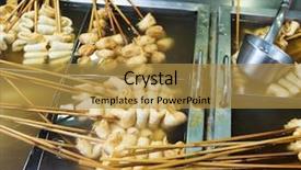  Presentation with korean food - Colorful presentation design enhanced with korean local food fish cake backdrop and a gold colored foreground