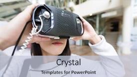  Presentation with virtual - Cool new presentation with korean museum - woman looking with virtual reality backdrop and a lemonade colored foreground