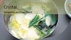  Presentation with rice cake - Slides featuring korean new year food rice background and a  colored foreground