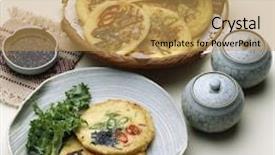  Presentation with pancake - Amazing PPT layouts having korean pancake backdrop and a yellow colored foreground