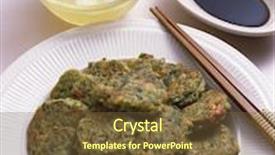  Presentation with korean - Cool new slides with korean pancake backdrop and a tawny brown colored foreground