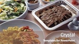  Presentation with pancake - Presentation theme consisting of korean panfried pancake food background and a tawny brown colored foreground