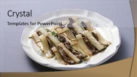  Presentation with korean food - Colorful PPT theme enhanced with korean-panfried-pancake-food backdrop and a lemonade colored foreground