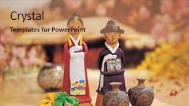  Presentation with korean - Amazing presentation theme having korean puppet backdrop and a coral colored foreground